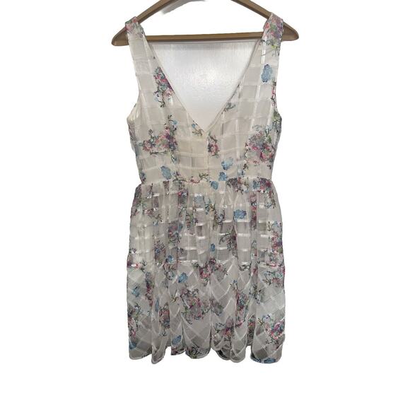 Anthropologie Maeve White Floral Party Peony Dress Wedding Aline Barbie 8 202 - Picture 3 of 9